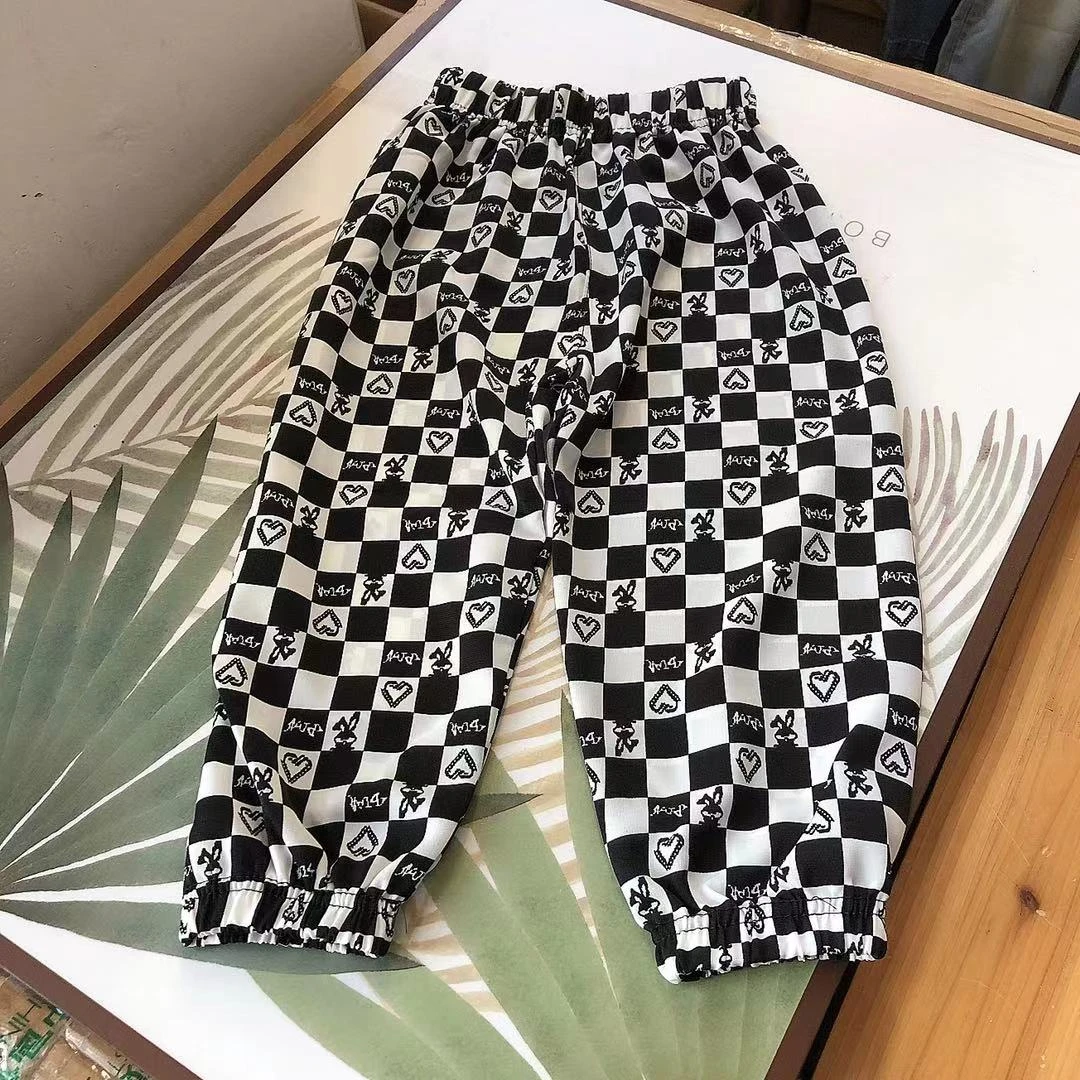 K175儿童夏季格子爱心防蚊休闲裤