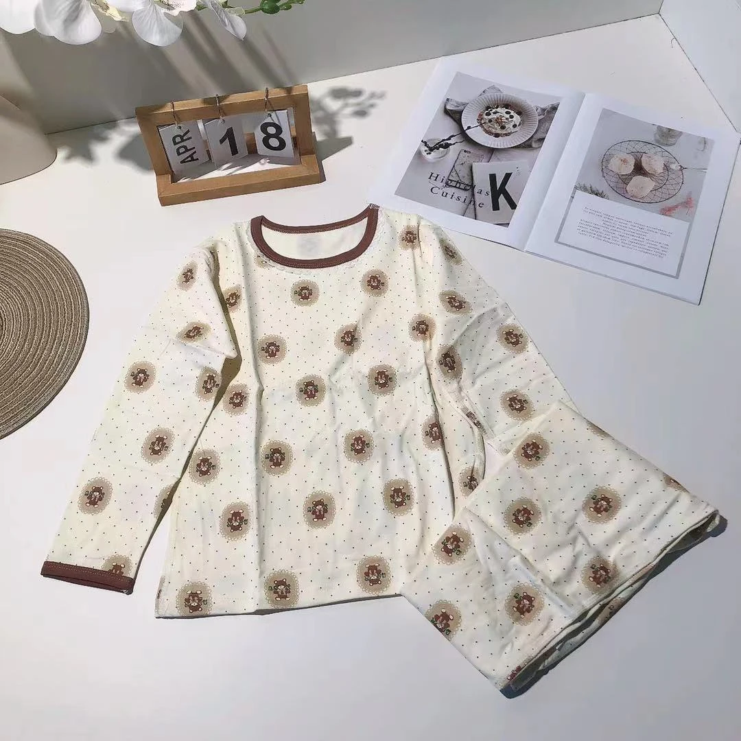 C033儿童秋冬莱卡棉圈圈小熊家居套装