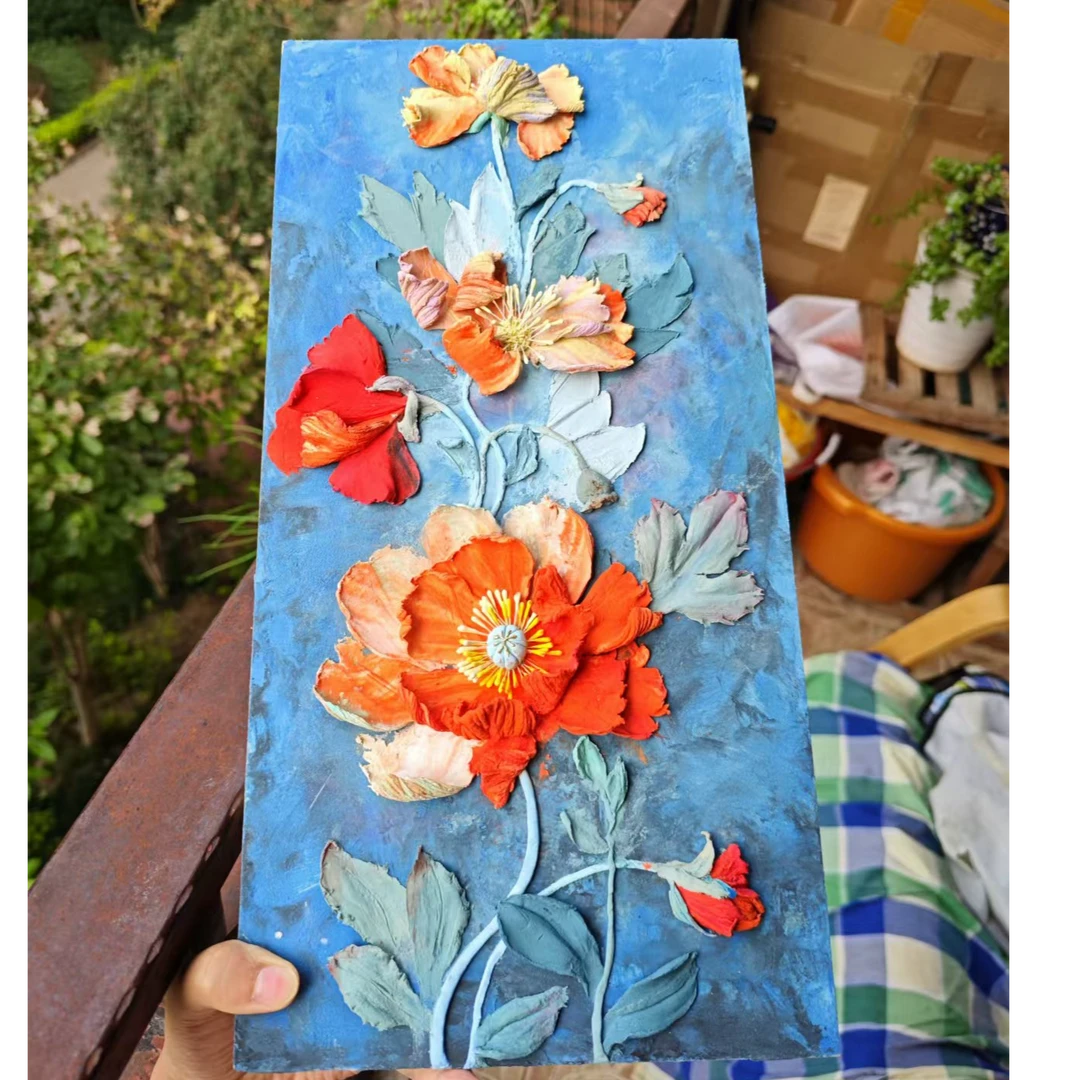 虞美人浮雕花20×40cm