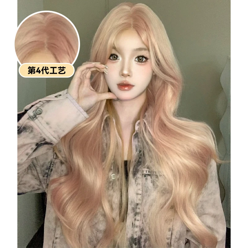 糖衣假发女长卷发轻薄前蕾丝全头套假发网红时尚大波浪长卷发