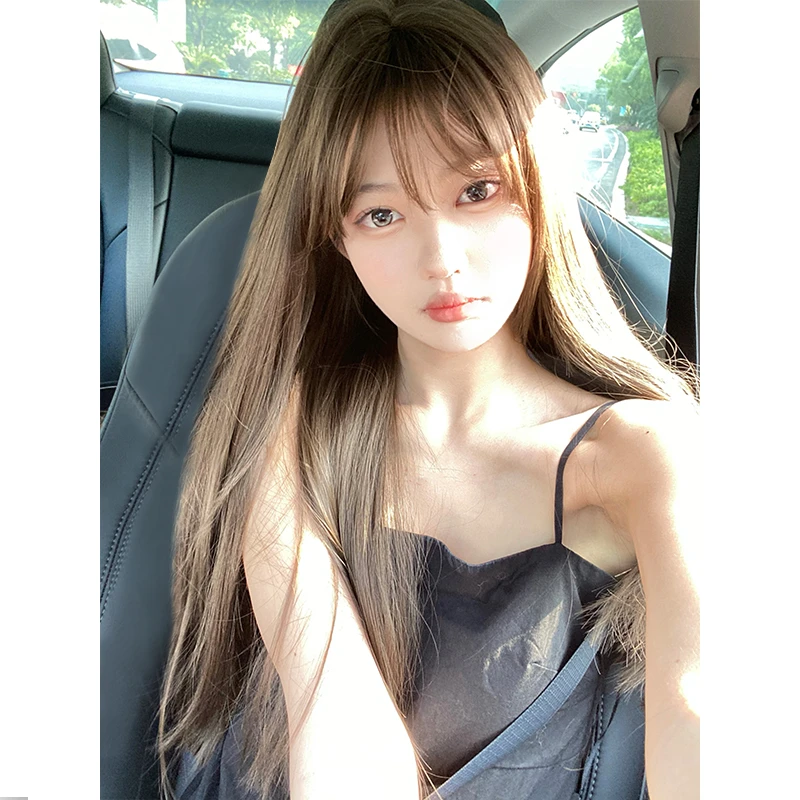 假发女长直发网红日常Lolita假发自然逼真齐刘海jk时尚全头套