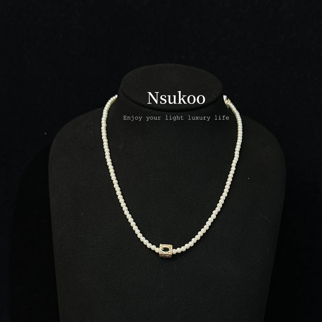 铜合金仿珍珠项链 X0072 时尚轻奢百搭小众锁骨链精致颈链饰品