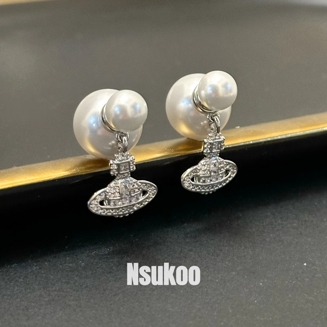 铜合金仿珍珠耳饰 E0091 时尚气质韦雪同款西太后优雅百搭耳环