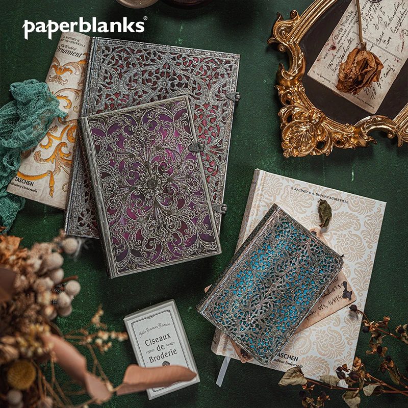 paperblanks佩兰克复古笔记本加厚古银窗花记事本粉色日记本手帐