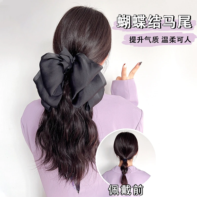 云朵烫水波纹抓夹马尾假发女网红鲨鱼夹高马尾辫子短梨花卷仿真发