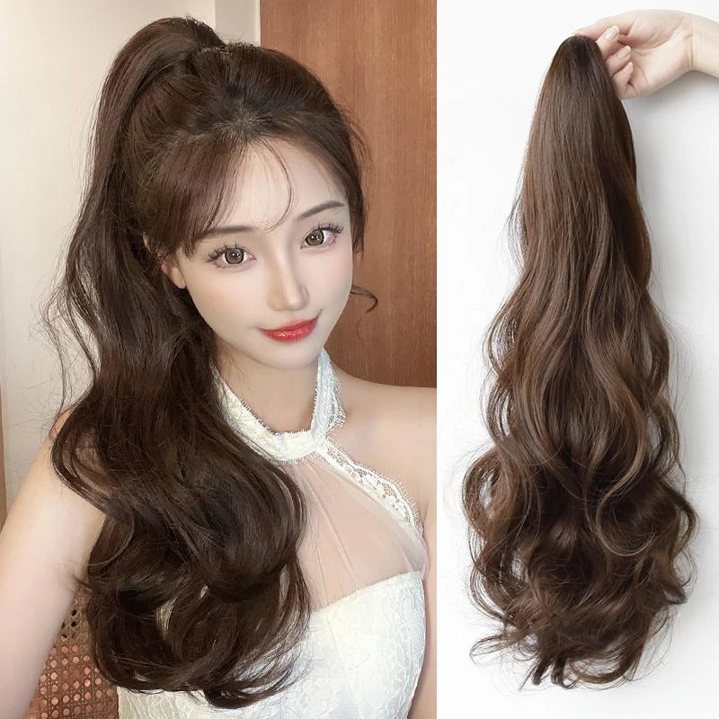 抓夹马尾假发女卷发大波浪长发高马尾仿真发自然扎马尾辫子假马尾