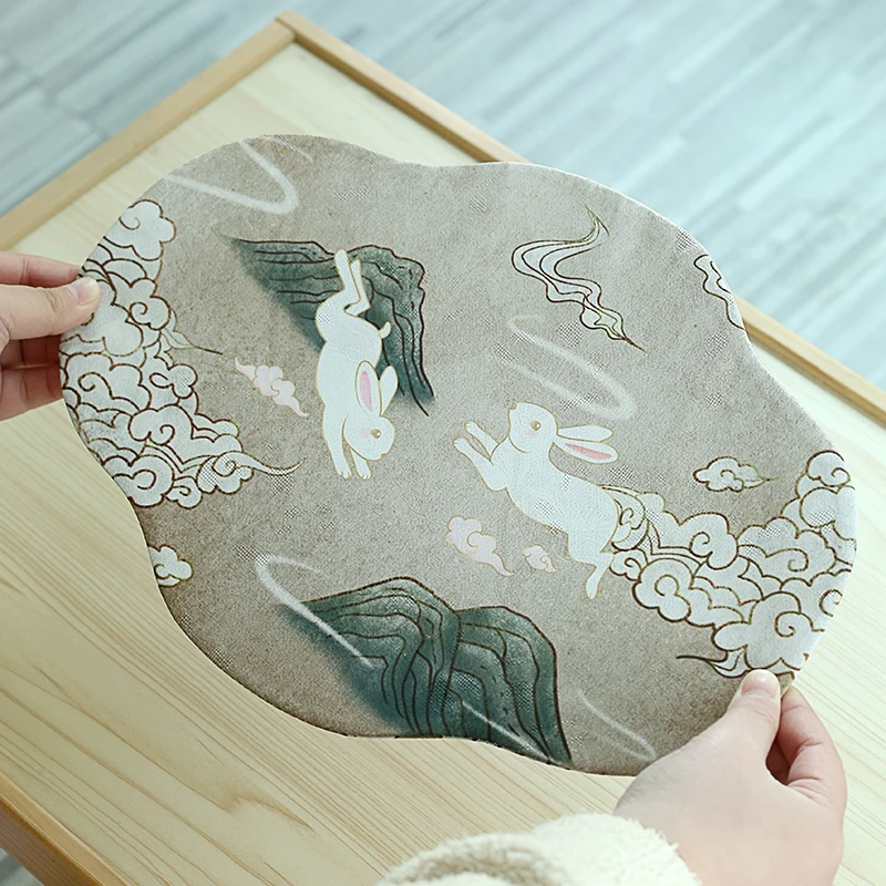 中式禅意香云纱高端茶席垫子布艺茶台桌旗双面防水干泡垫茶布福兔