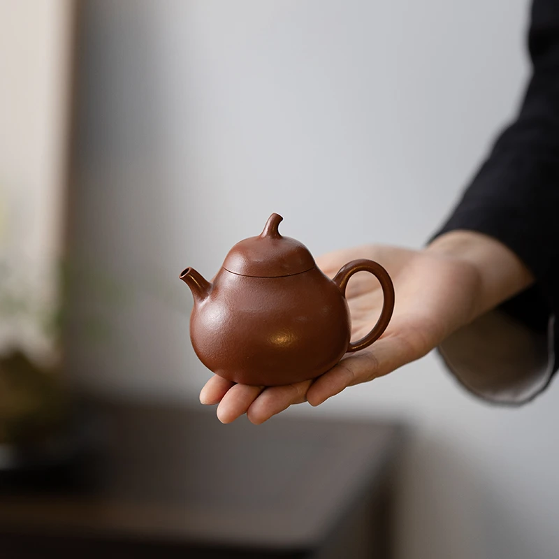 慕兮予物全手工小煤窑朱泥茄瓜壶陶瓷小容量单个茶壶紫砂功夫茶具