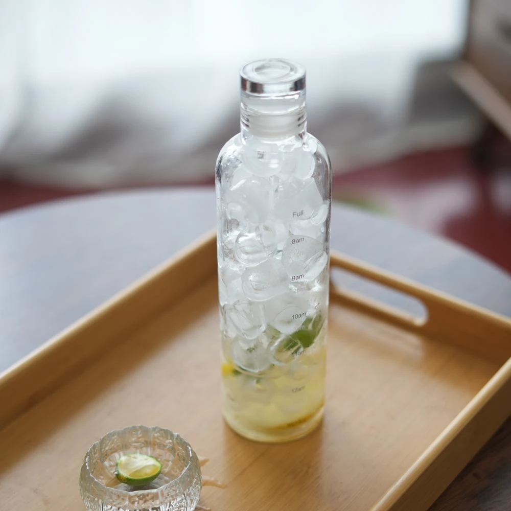 慕兮时间刻度玻璃茶杯冷泡瓶高颜值咖啡饮料果汁杯子透明水杯