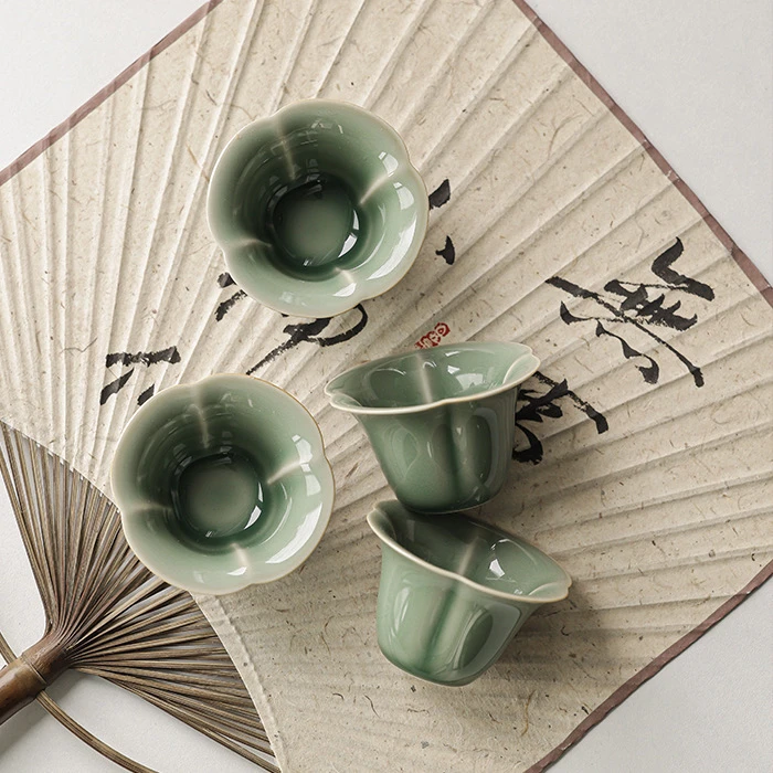 慕兮予物越窑青瓷茶杯主人杯家用复古手工品茗杯个人单杯闻香杯子