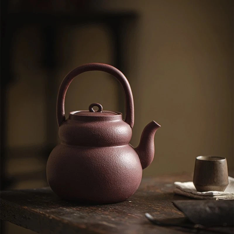 慕兮围炉煮茶粗陶蛮己葫芦提梁壶复古煮茶壶大容量手作陶瓷泡茶壶
