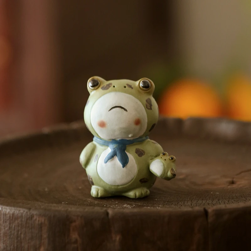 慕兮予物卖崽青蛙紫砂段泥纯手工茶宠摆件茶玩茶室小动物陶瓷摆设