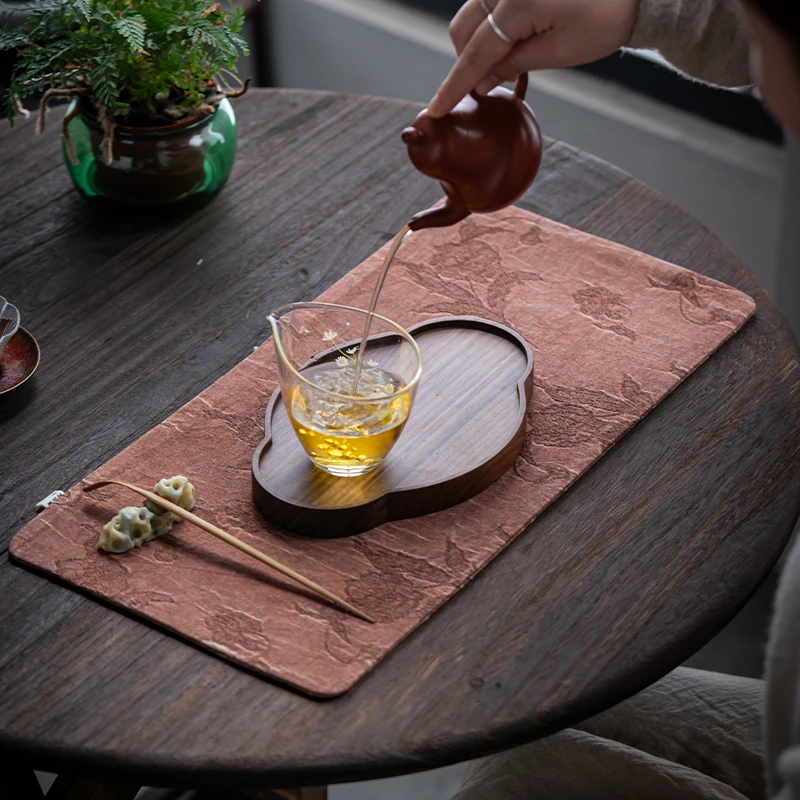 慕兮予物全面提花简约柔软吸水家用双面加厚茶桌垫中式茶席干泡垫