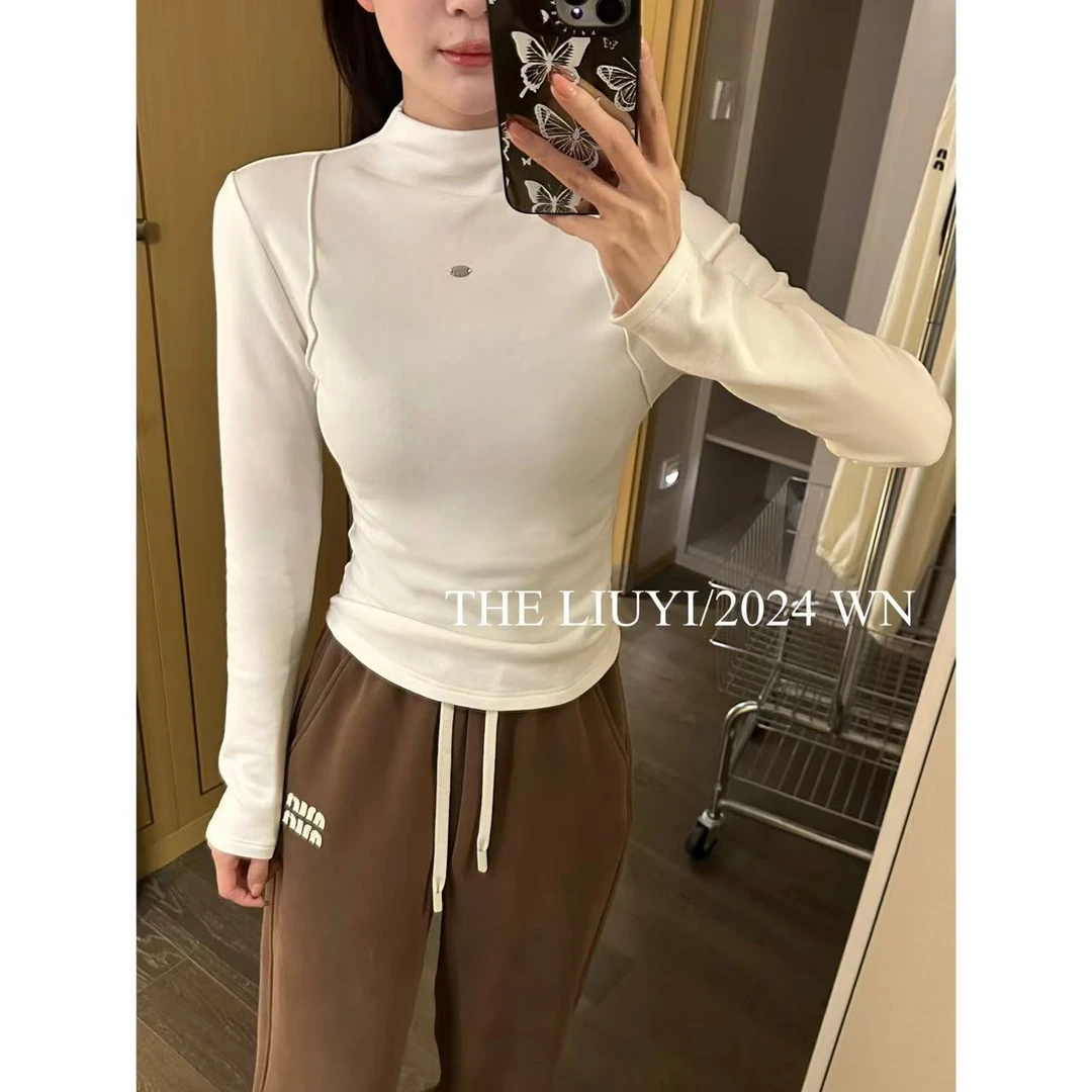 【LIUYI】冬季半高领磨毛加绒打底T恤410162