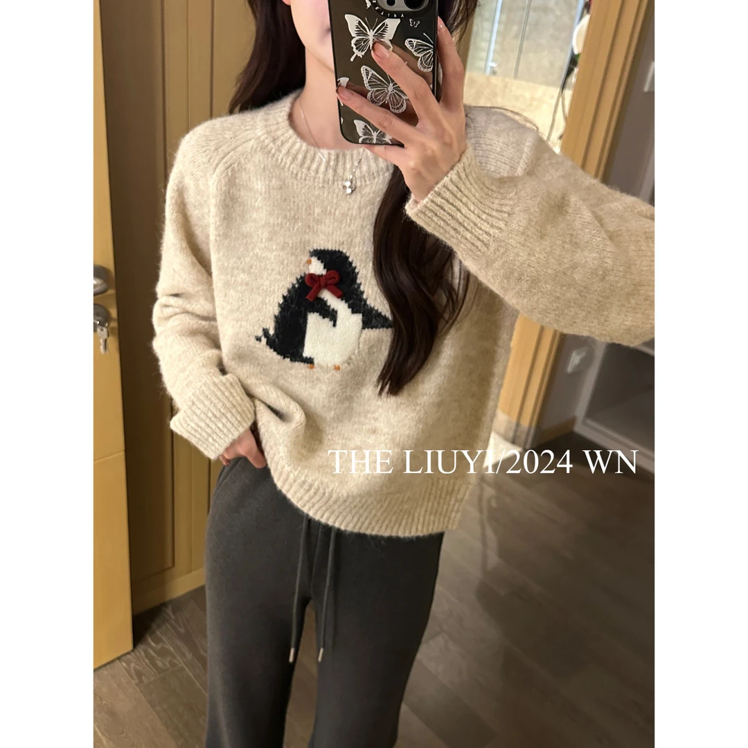 【LIUYI】企鹅毛衣～冬季保暖针织毛衣上衣411033
