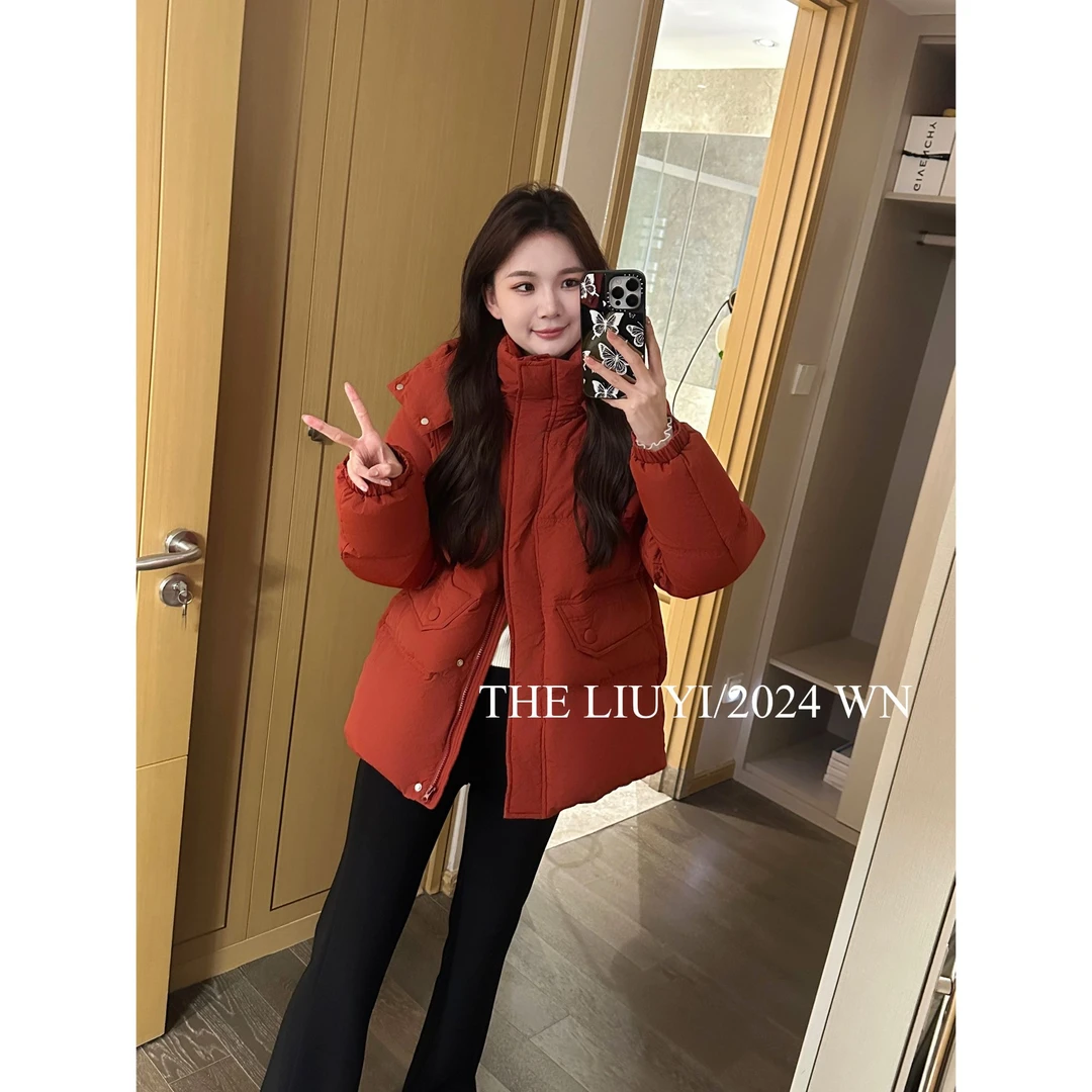 【LIUYI】陪你过冬~90白鸭绒收腰显瘦连帽羽绒服412051