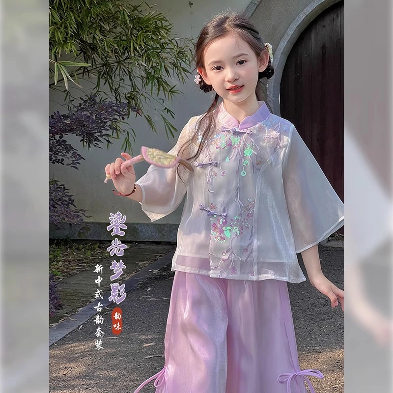 汉服套装2024夏季新款儿童国风唐装超仙新中式演出服24050760