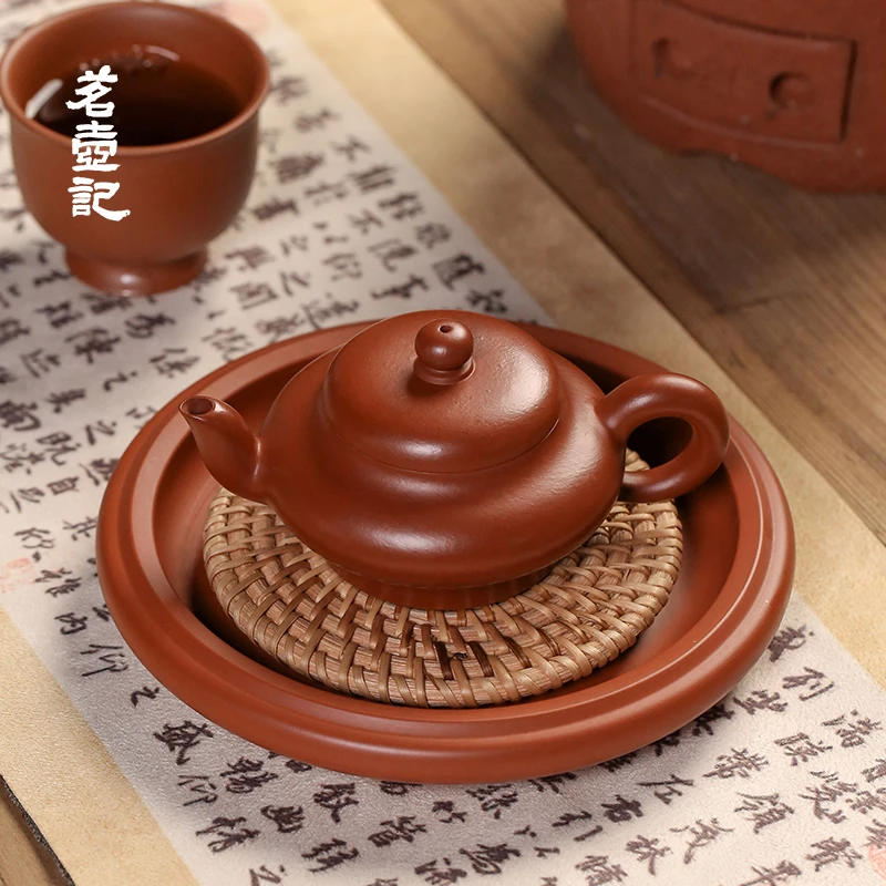 【吴義永制】潮州手拉朱泥壶仿古大彬壶 全手工茶壶茶器泡茶壶90cc