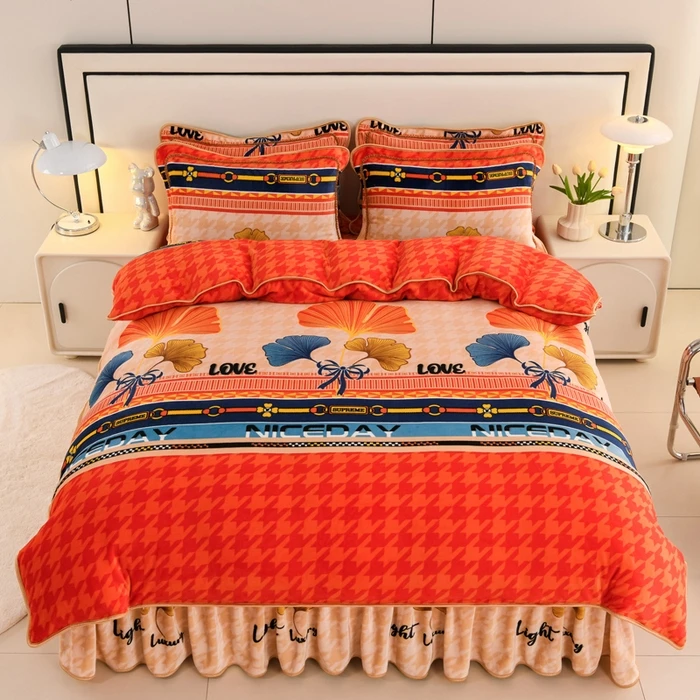 （活动中）8-9斤牛奶绒四件套加厚保暖高克重双面绒床裙款4件套