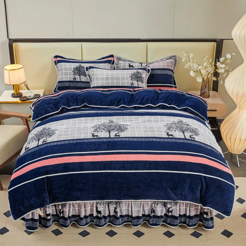 （特定尺寸）新款加厚牛奶绒四件套秋冬保暖防静电4件套床上用品