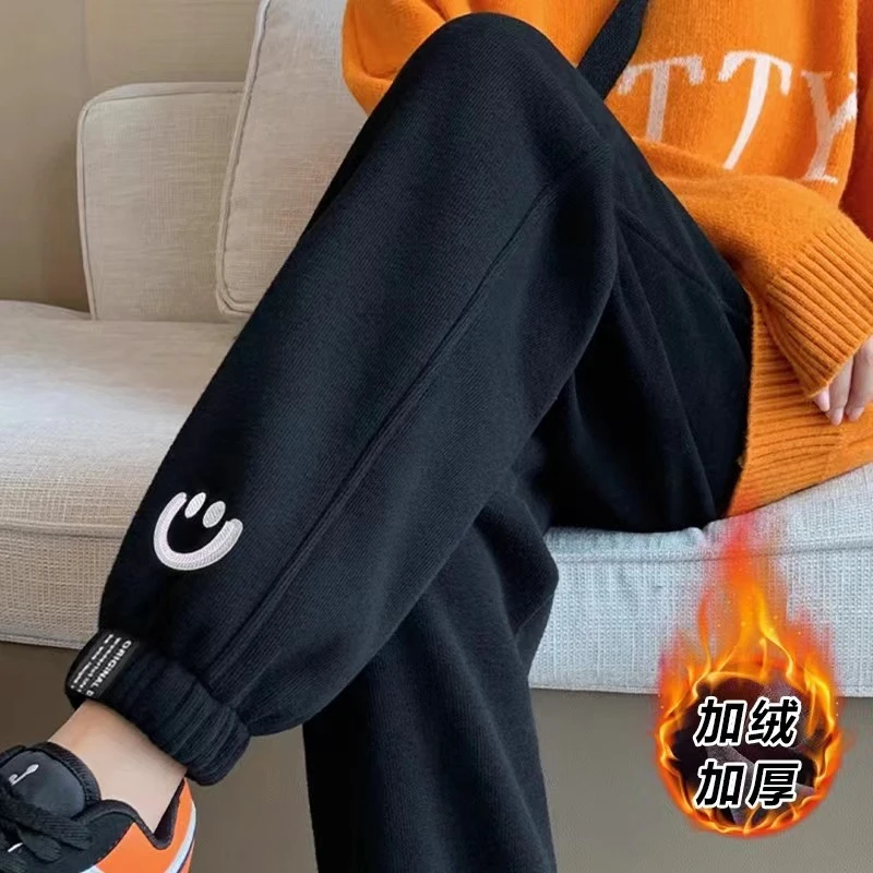 女童加绒加厚裤子秋冬2025新款洋气中大童冬季一体绒休闲裤束脚裤