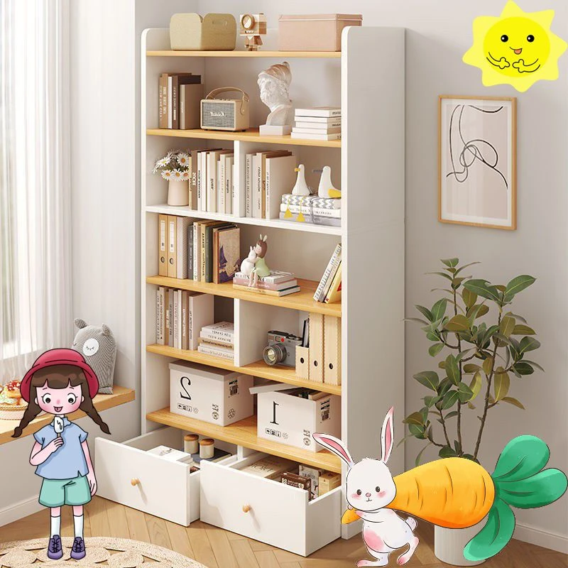 书架落地靠墙置物架多层书柜卧室简易家用客厅收纳储物柜置物柜子