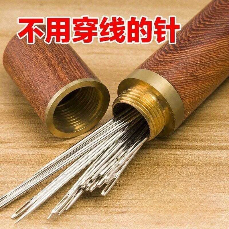 老人不用穿线的针免穿针免认盲人针家用缝衣针木筒手缝钢针缝衣针