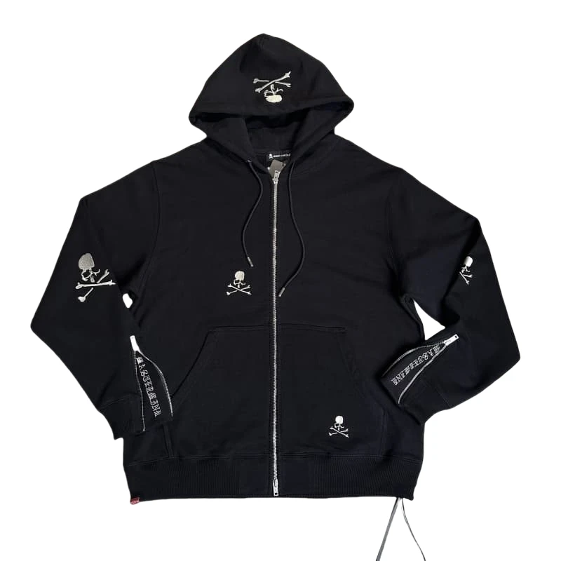 Mastermind骷髅头刺绣连帽卫衣男黑色体闲重磅纯棉痞帅潮牌外套