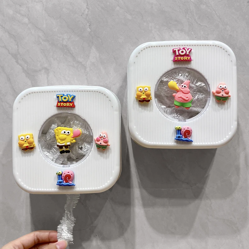 保鲜膜套收纳盒可爱卡通网红家用厨房免打孔壁挂式塑料袋收纳架