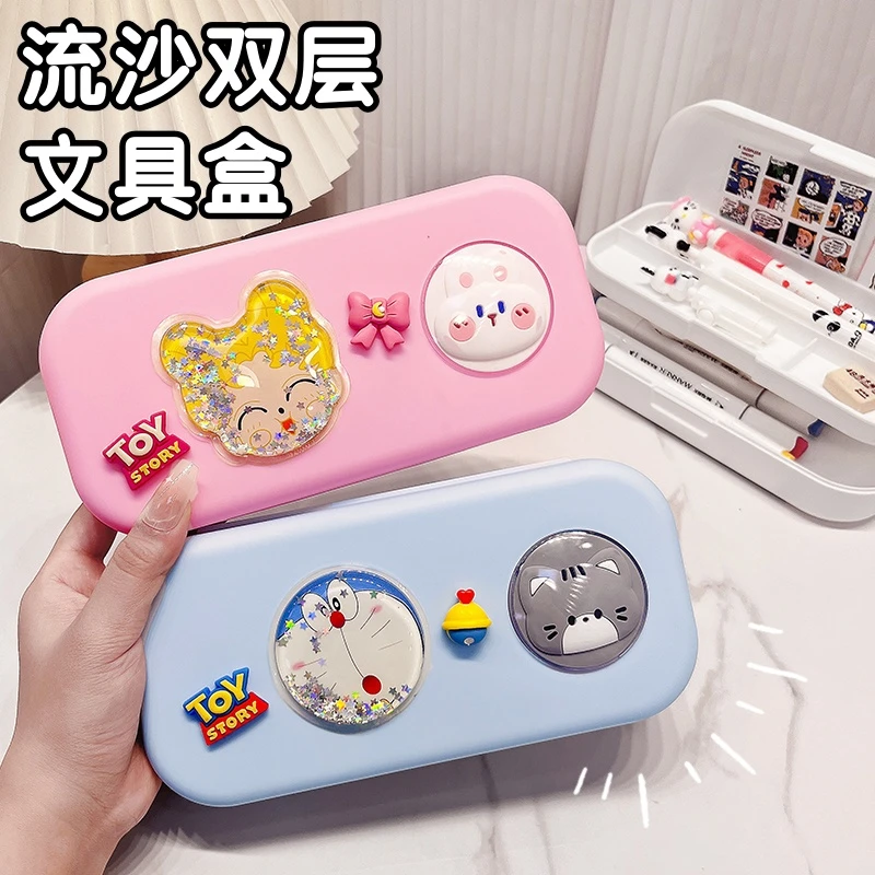 大容量文具盒小学生笔盒高颜值可爱卡通男女款铅笔收纳盒双层防水