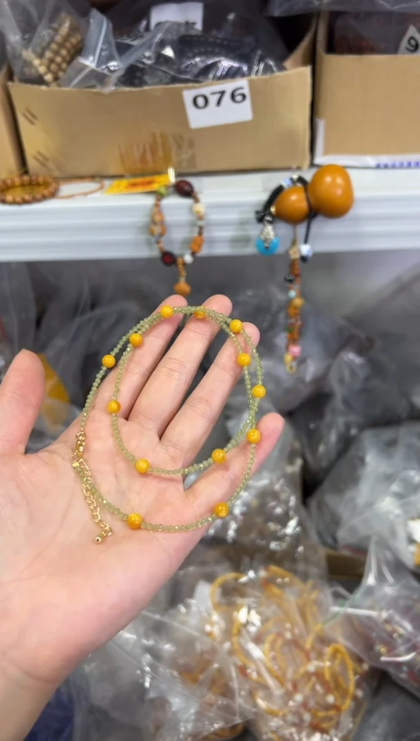 【闪购商品】蜜蜡项链未镶嵌蜜蜡珠橄榄满天星项链[668]