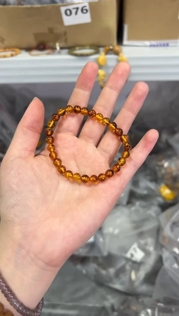 【闪购商品】琥珀手链未镶嵌琥珀花珀圆珠手串6M[454]