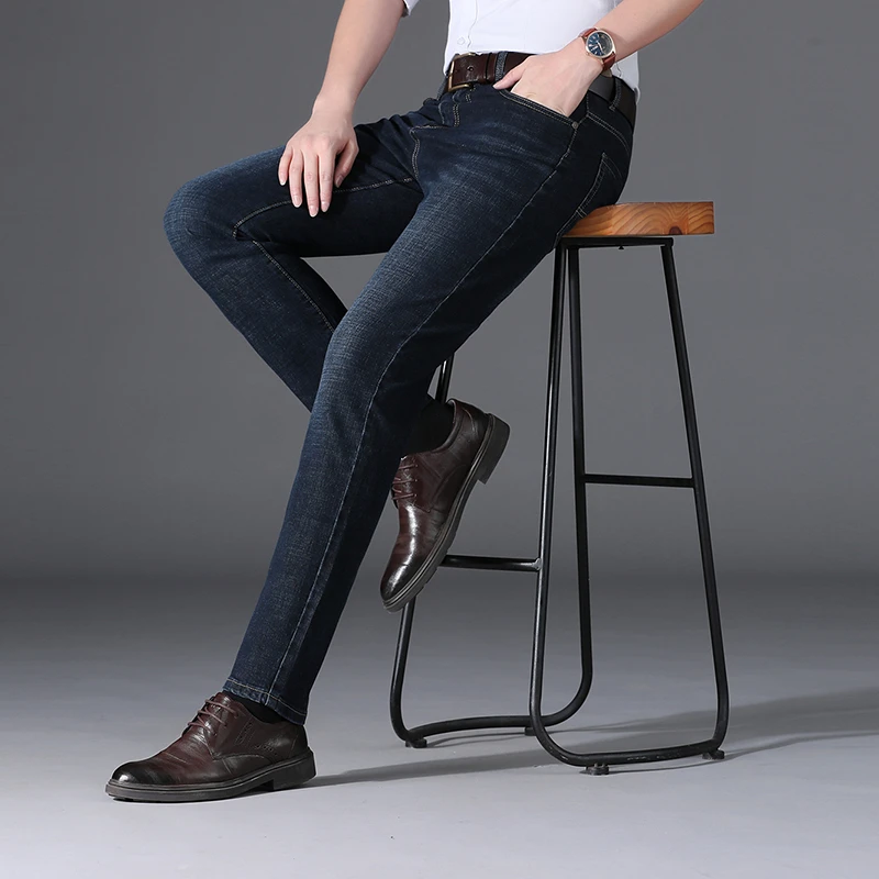 2026年秋季新款男士时尚休闲弹力牛仔裤 纯色宽松直筒中腰长裤子