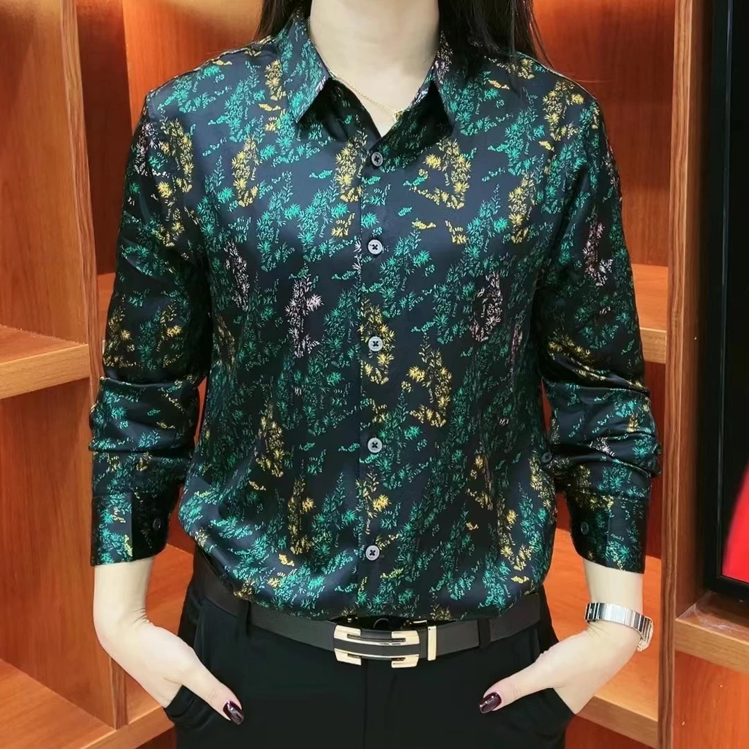 LIAOBOOS桑蚕丝新款真丝男士轻奢高端长袖商务通勤出游衬衣99931A