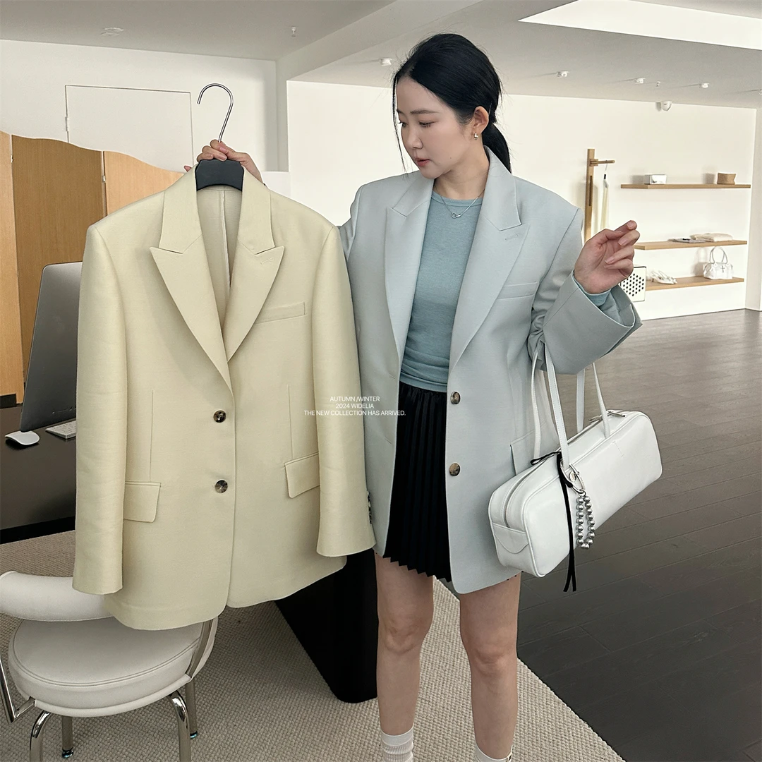 widelia韩版小西装外套8089女简约纯色高级气质百搭休闲宽松西服
