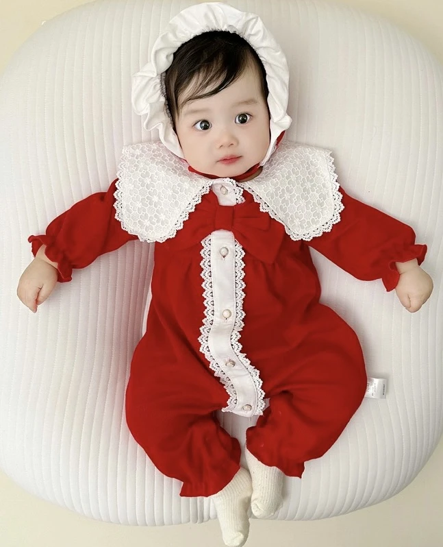 【一粒家】女宝百天衣服婴儿春秋长袖连体衣女宝宝公主哈衣洋气满月