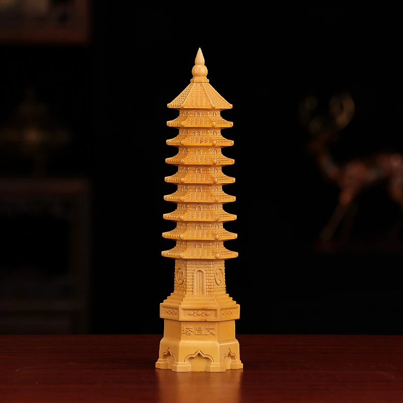 【原创】黄杨木雕 文昌塔 高23公分 九层文昌塔摆件