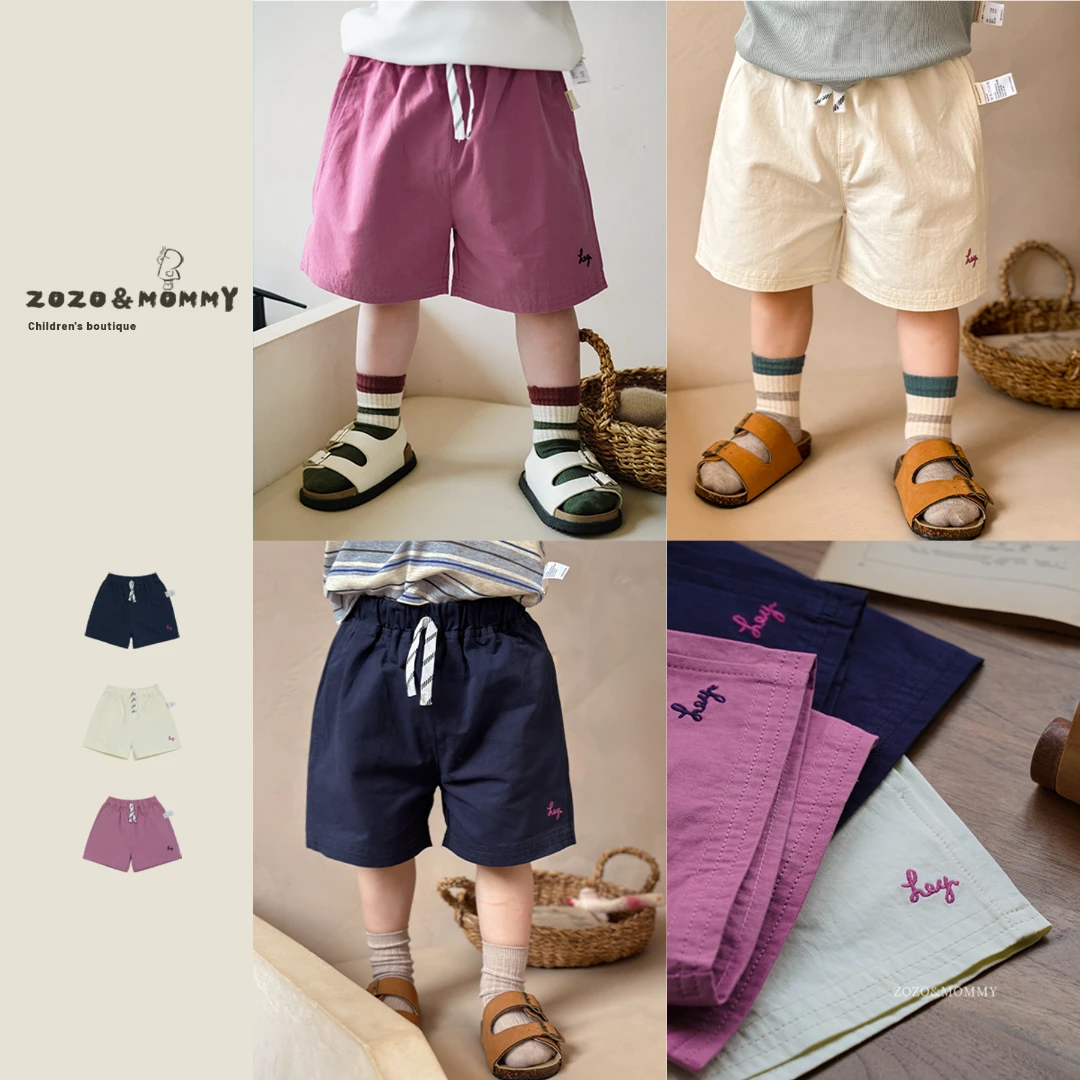 3/30新品【英格兰诗集】高档贵气字母绣花短裤夏季婴幼童男女宝宽松