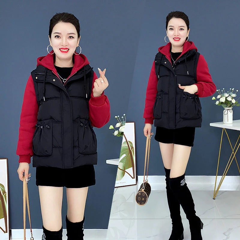 假两件棉衣棉服女装2025年新款冬季韩版时尚修身减龄外套棉袄女士
