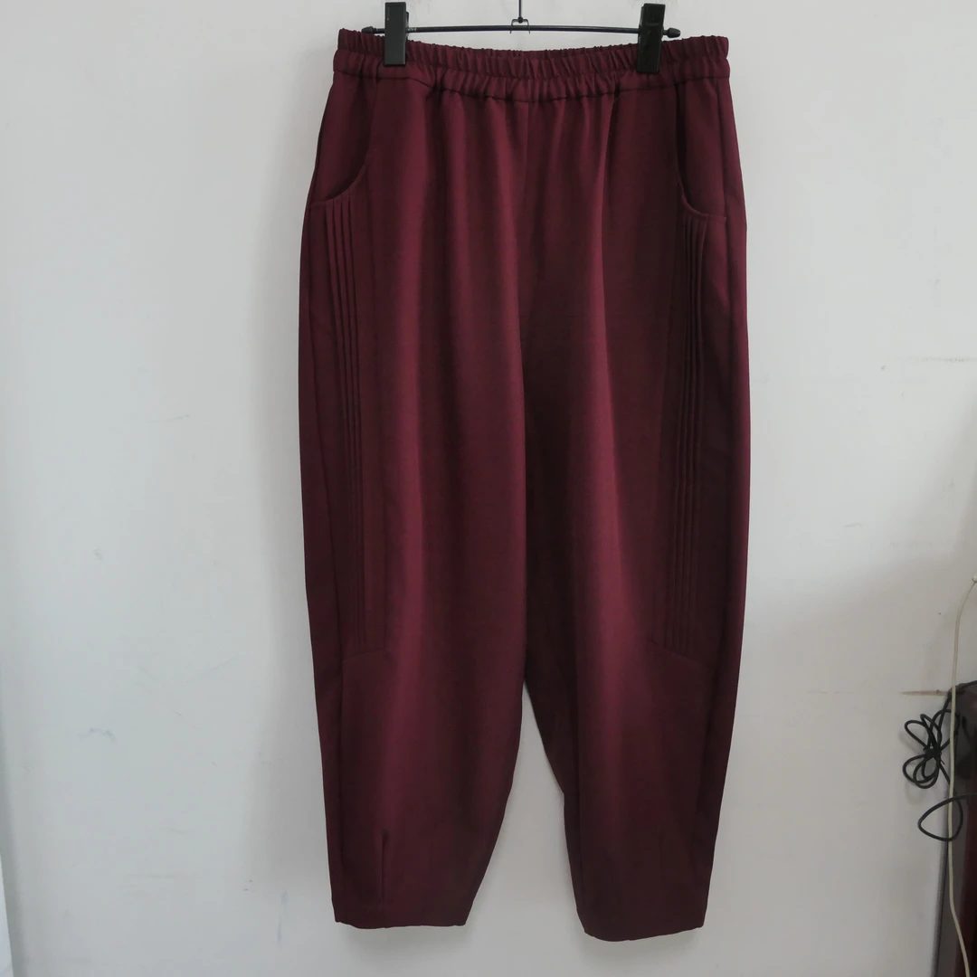 XQ-24A29早秋款侧边风琴褶宽松版萝卜裤