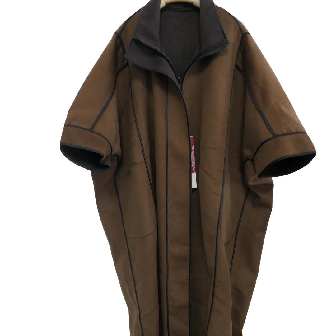 人佛缘-ZX80109-1秋冬款宽松九分袖个性正反两穿毛呢大衣