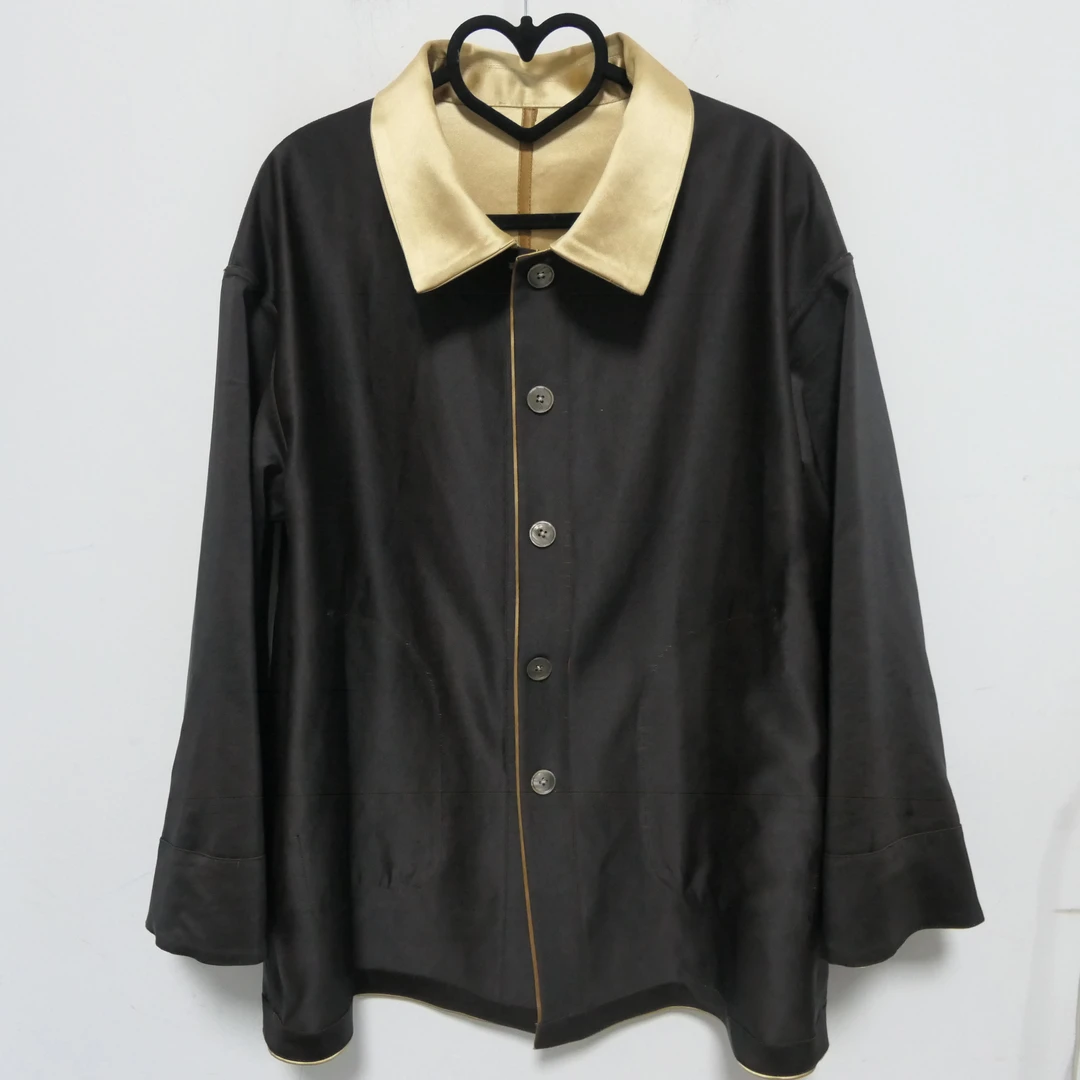 LG-02新款85姆米正反两穿黄金甲皮板香云纱外套