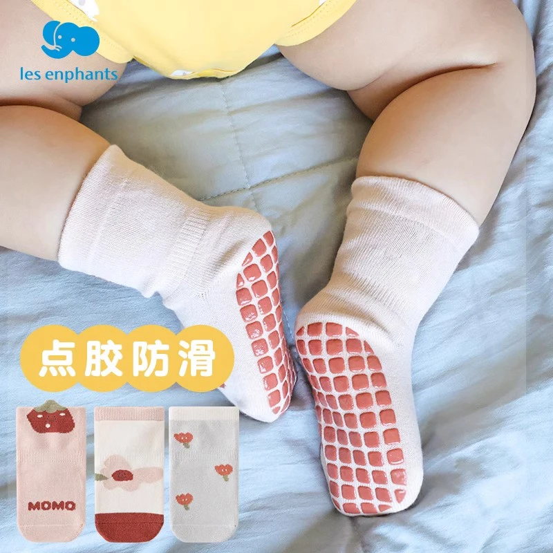 丽婴房防滑袜宝宝春秋薄款地板袜爬行室内学步袜棉隔凉婴幼儿袜子
