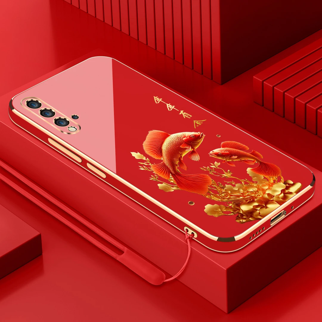 电镀年年有余适用华为nova5pro手机壳防摔硅胶保护壳直边手机套