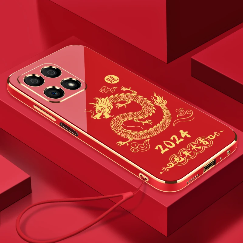 2024龙年大吉适用荣耀X30i手机壳全包硅胶防摔电镀软壳【送挂绳】