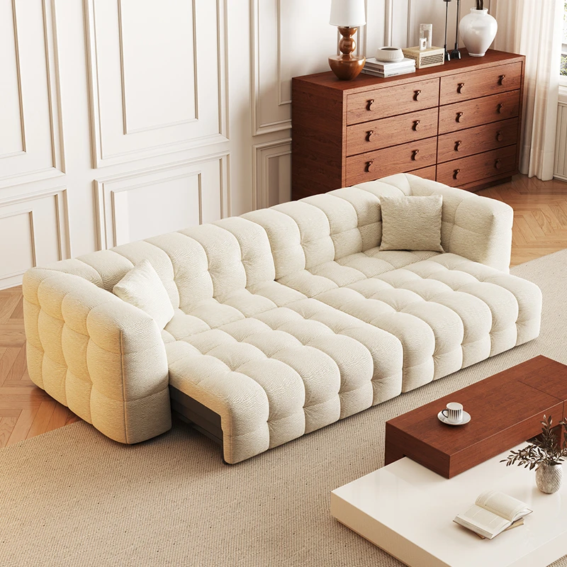 品洛棉花糖沙发客厅简约白色奶油风电动伸缩法式沙发床两用型号11