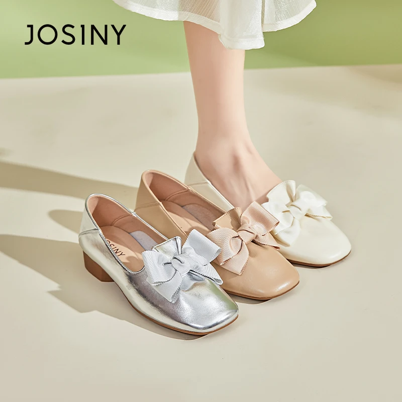 卓诗尼平底蝴蝶结气质单鞋女2024年新款百搭软底小皮鞋402A13343