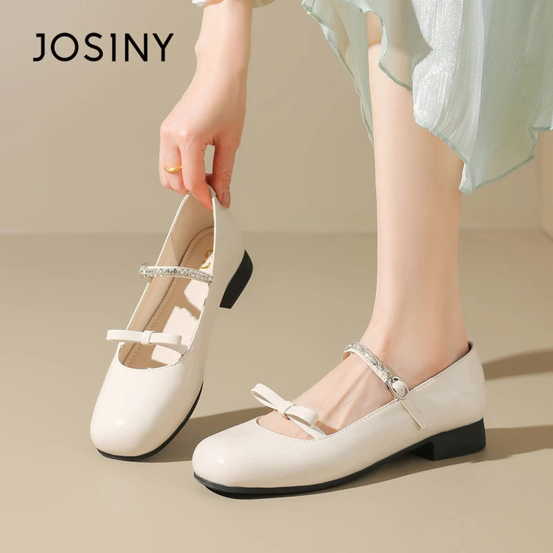 卓诗尼浅口低跟玛丽珍鞋2024秋季新款可爱复古英伦风晚晚鞋甜美