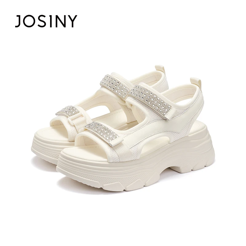 卓诗尼2025夏季女士新款舒适百搭软底厚底仙女坡跟凉鞋411A43652