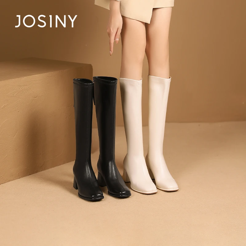 卓诗尼2023秋不过膝显瘦长靴厚底高筒时装靴方头骑士靴361N85964